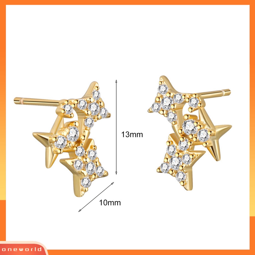 [WOD] Anting Wanita Bentuk Bintang Cahaya Mewah Berlian Imitasi Mengkilap Lady Earrings Hadiah Ulang Tahun