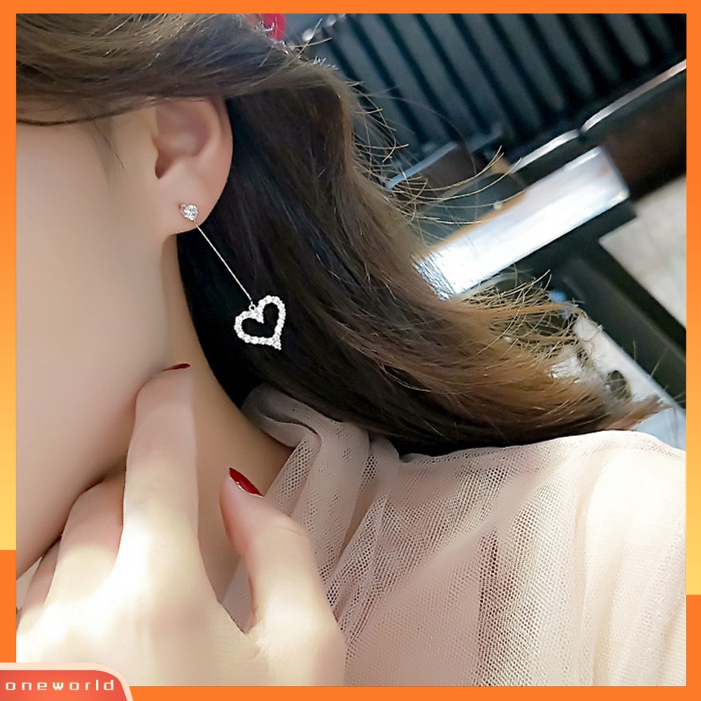 [WOD] Anting Tusuk Bentuk Hati All Matching Alloy Fancy Stud Pendant Untuk Hari Kasih Sayang
