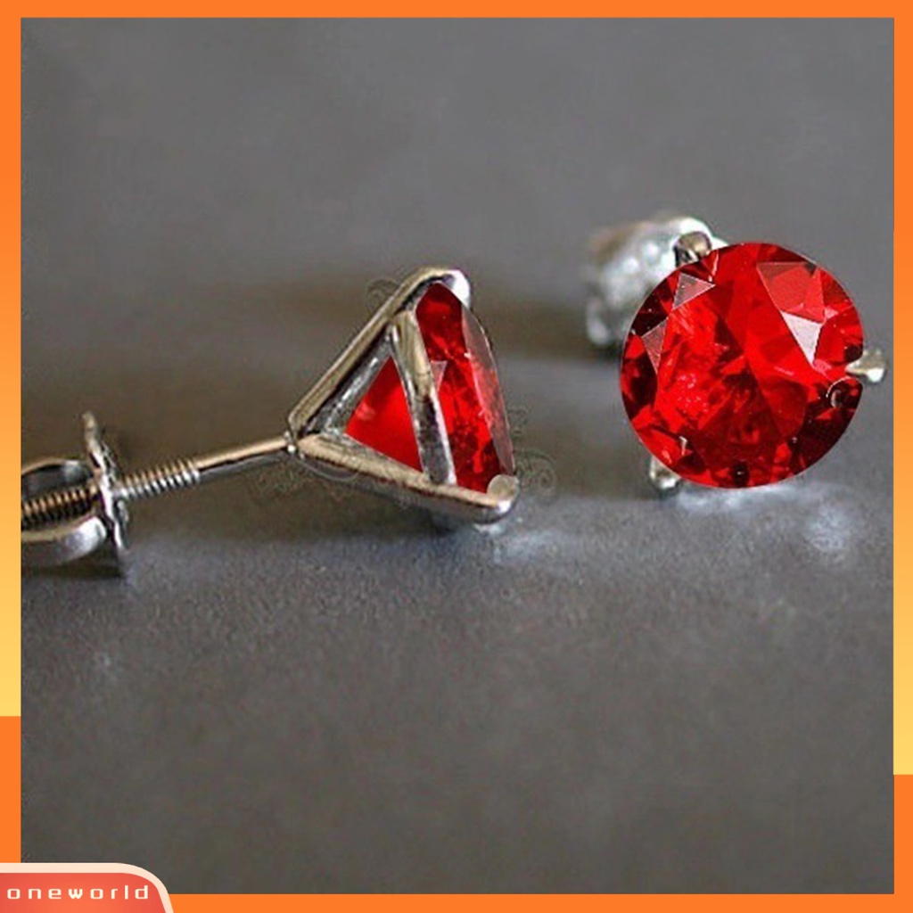 [WOD] 1pasang Fashion Elegan Bulat Berlian Imitasi Wanita Segitiga Ear Stud Earring Hadiah