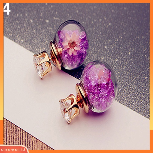 [WOD] 1pasang Fashion Wanita Lady Elegan Bunga Berlian Imitasi Ear Stud Earrings Jewelry