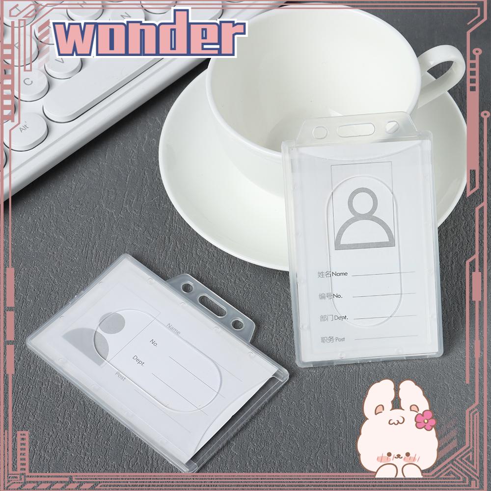 Wonder 5pcs Holder Kartu Kerja Plastik Keras Transparan ID Bisnis Case Pelindung Cover Kantor Sekolah Badge Card Sleeve