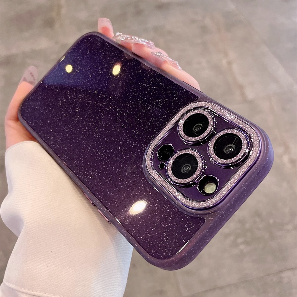 Casing Ponsel Glitter Untuk Iphone11 12 Pro 13 14 Pro Max Clear Case Shockproof Cover Dengan Casing Pelindung Kamera iPhone