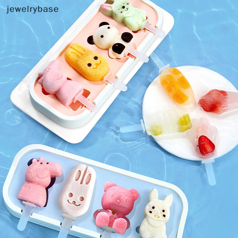 [jewelrybase] Cetakan Silikon Es Krim Ice Cube Maker Dengan Tutup Family Popsicle Ice Cube Tray Butik