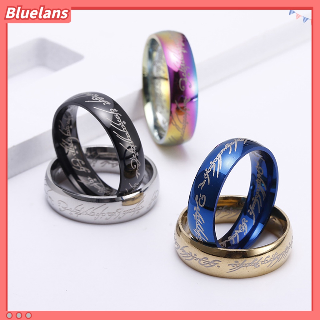 [BLS] Cincin Kawin Motif Huruf Hias Bahan Titanium Steel Pria Dan Wanita Band Finger Ring Untuk Pesta