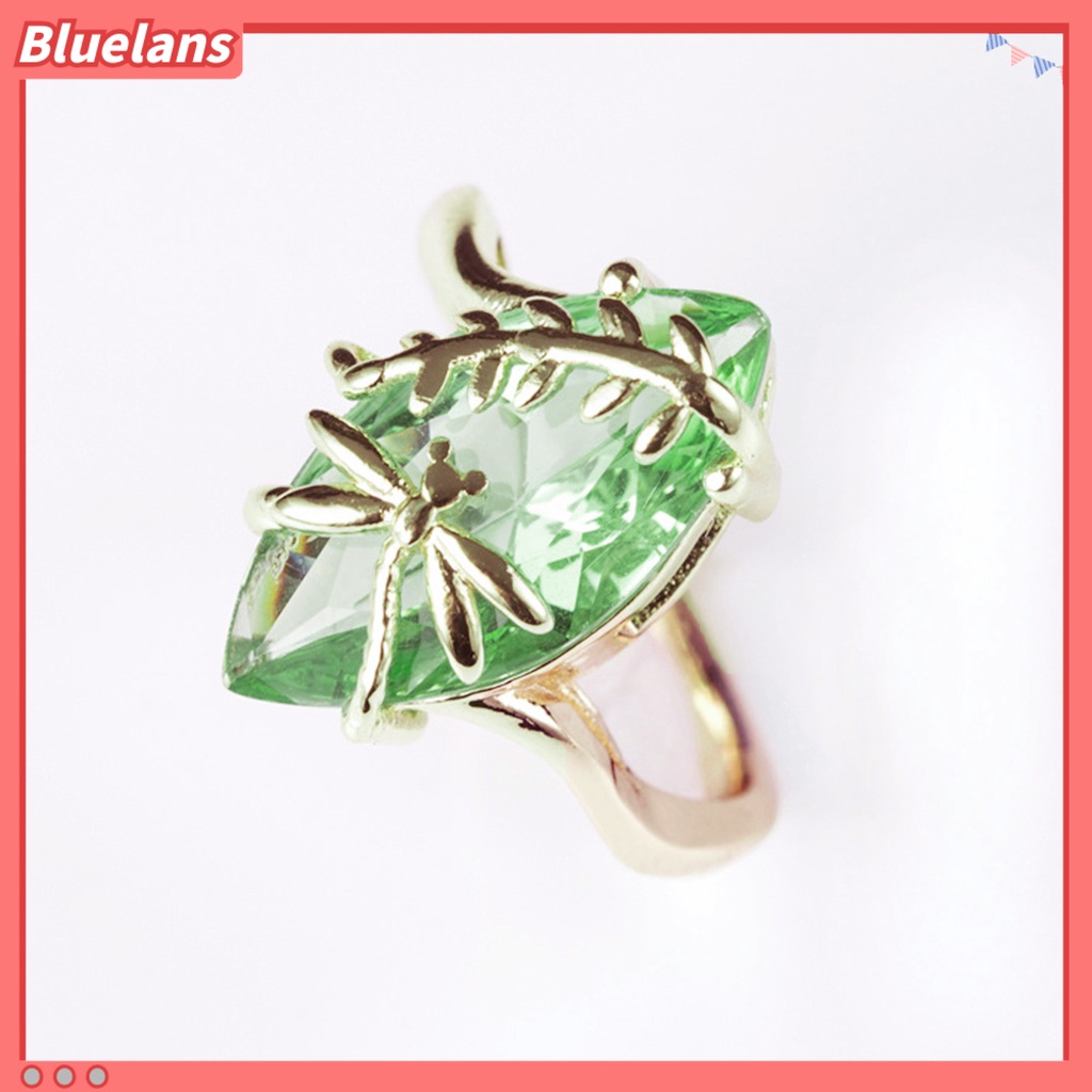 [BLS] Cincin Berlian Imitasi Transparan Emerald Faux Gemstone Dragonfly Decor Ring Untuk Pernikahan