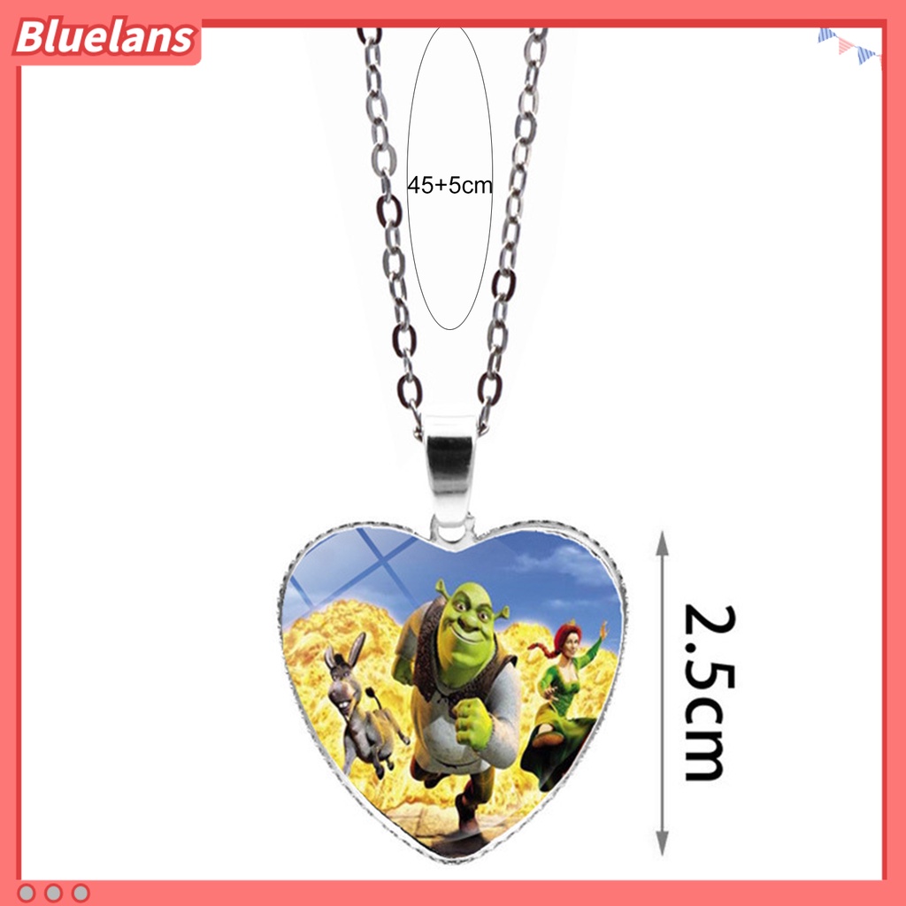 [BLS] Liontin Kalung Hati Motif Kartun Shrek Perhiasan Kilau Cerah Kalung Dapat Disesuaikan Untuk Ulang Tahun