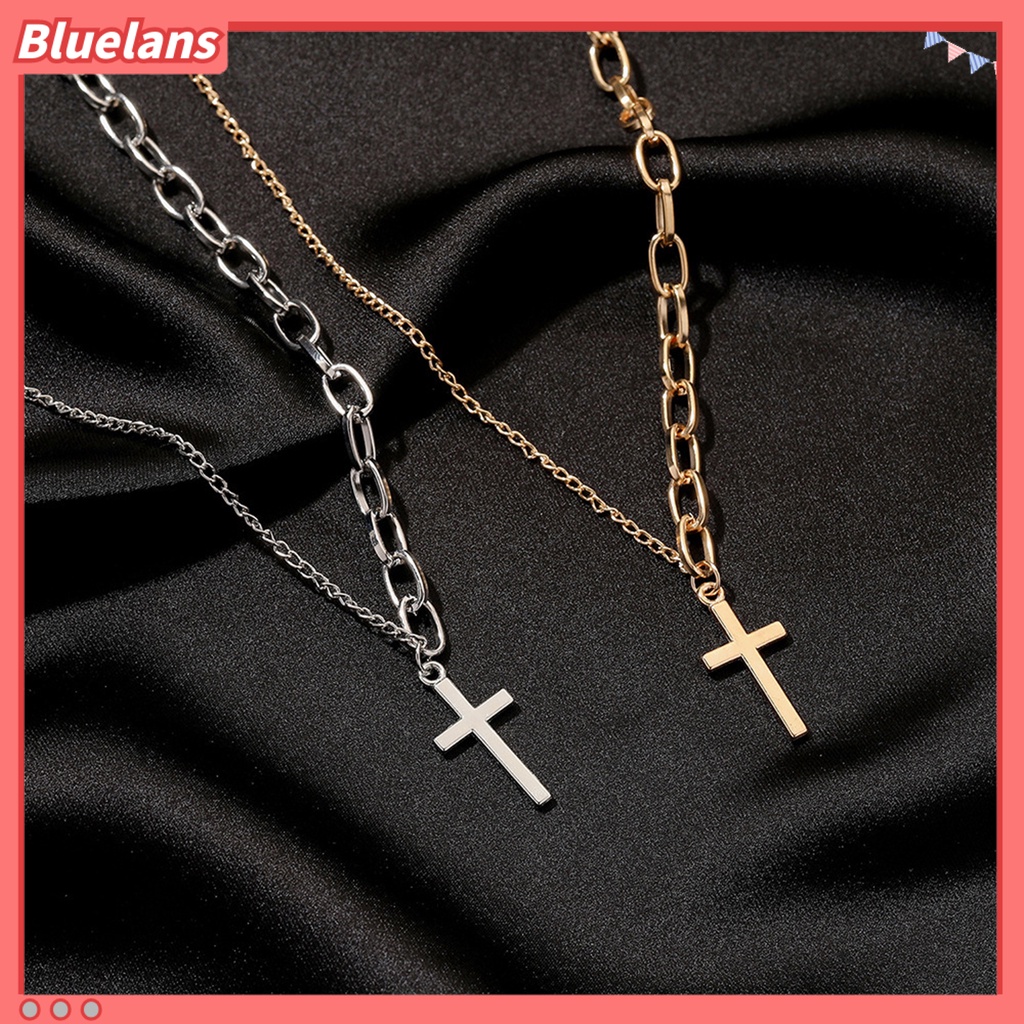 [BLS] Kalung Liontin Salib Adjustable Asymmetric Electroplating Metal Collarbone Chain Necklace Dengan Extend Chain Untuk Pesta