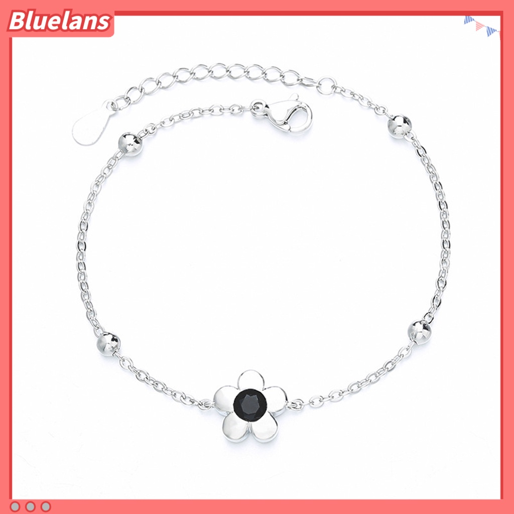 [BLS] Wanita Gelang Adjustable Berlian Imitasi Mengkilap Hias Manis All-match Dekorasi Hadiah Ulang Tahun Gadis Lima Kelopak Bunga Rantai Gelang Tangan Perhiasan Untuk Pacaran