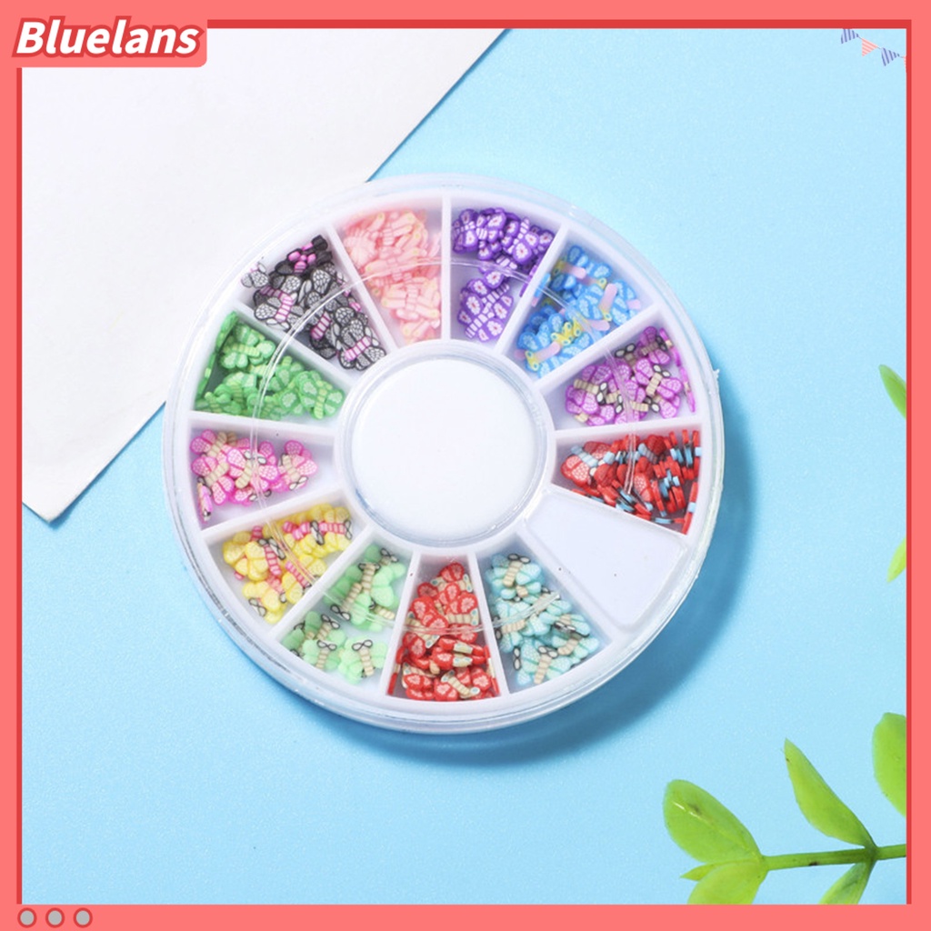 [BLM] 1kotak Irisan Kuku Bentuk Buah Bunga Efek 3D Ultra Tipis Polymer Mixed Nail Art Slime DIY Charms Untuk Perempuan