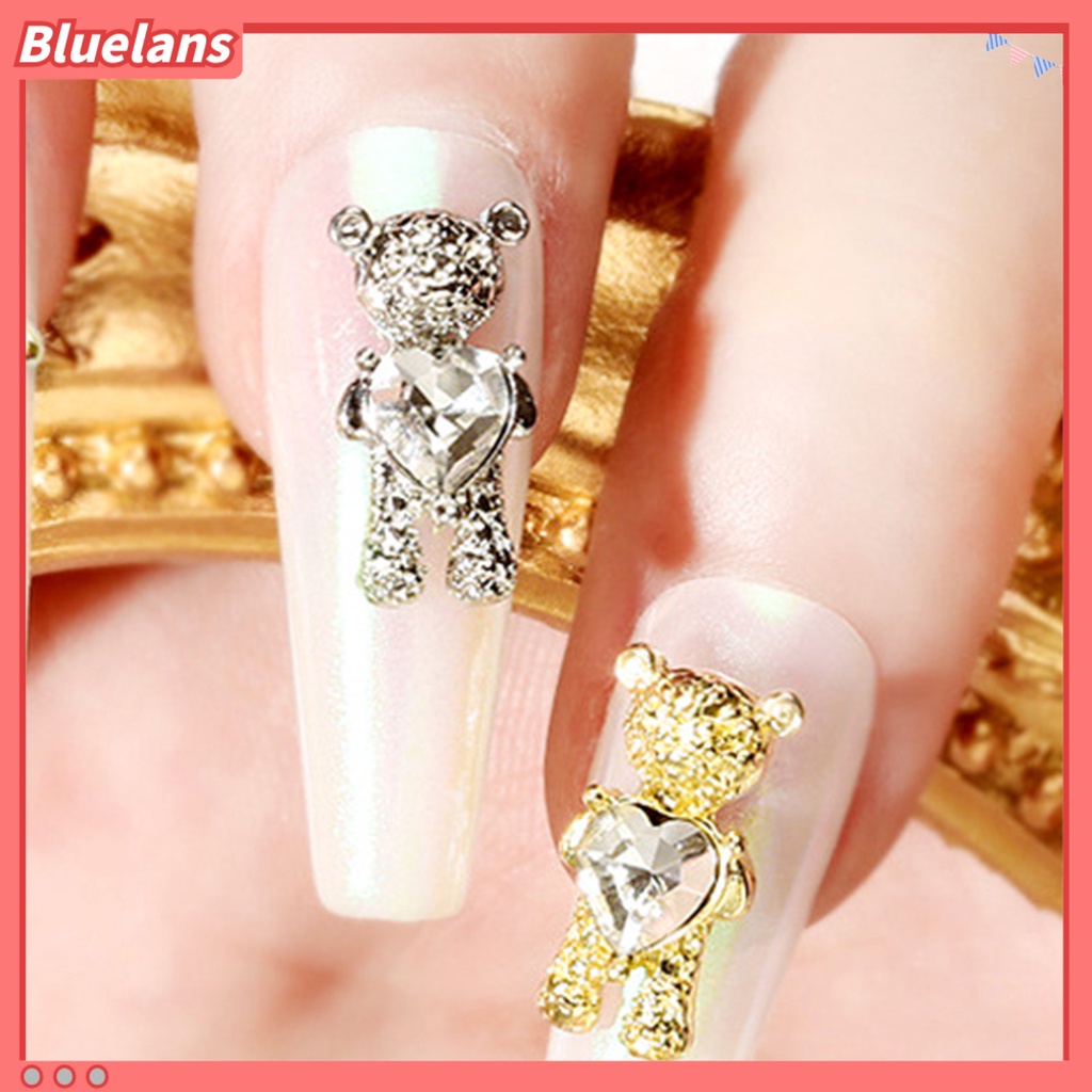 [BLM] 10pcs Dekorasi Kuku Indah DIY Ringan Beruang Alloy Nail Art Perhiasan Untuk Wanita