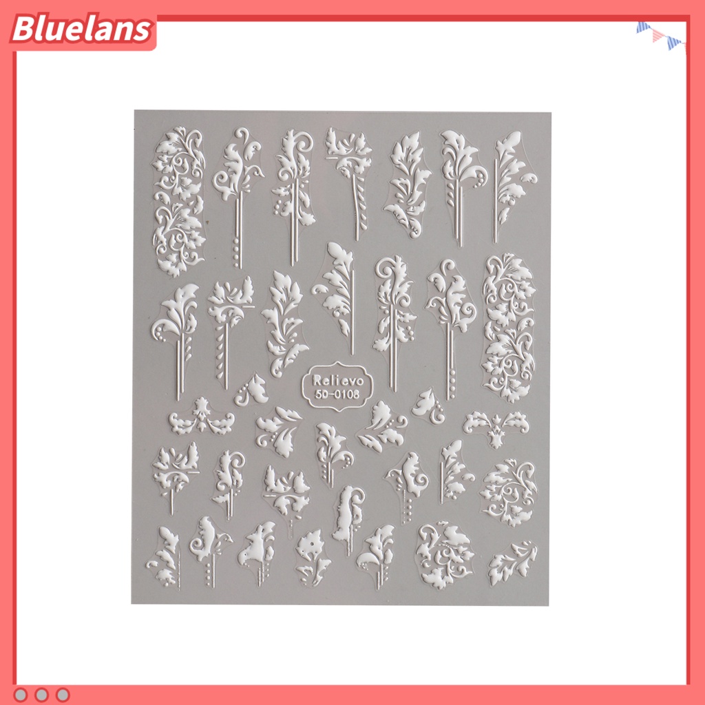 [BLM] Stiker Nail Art Perekat Diri 5D Relief Efek 3D Tidak Luntur DIY Gaya Jepang Motif Bunga Manicure Decals Salon Kuku Pasokan