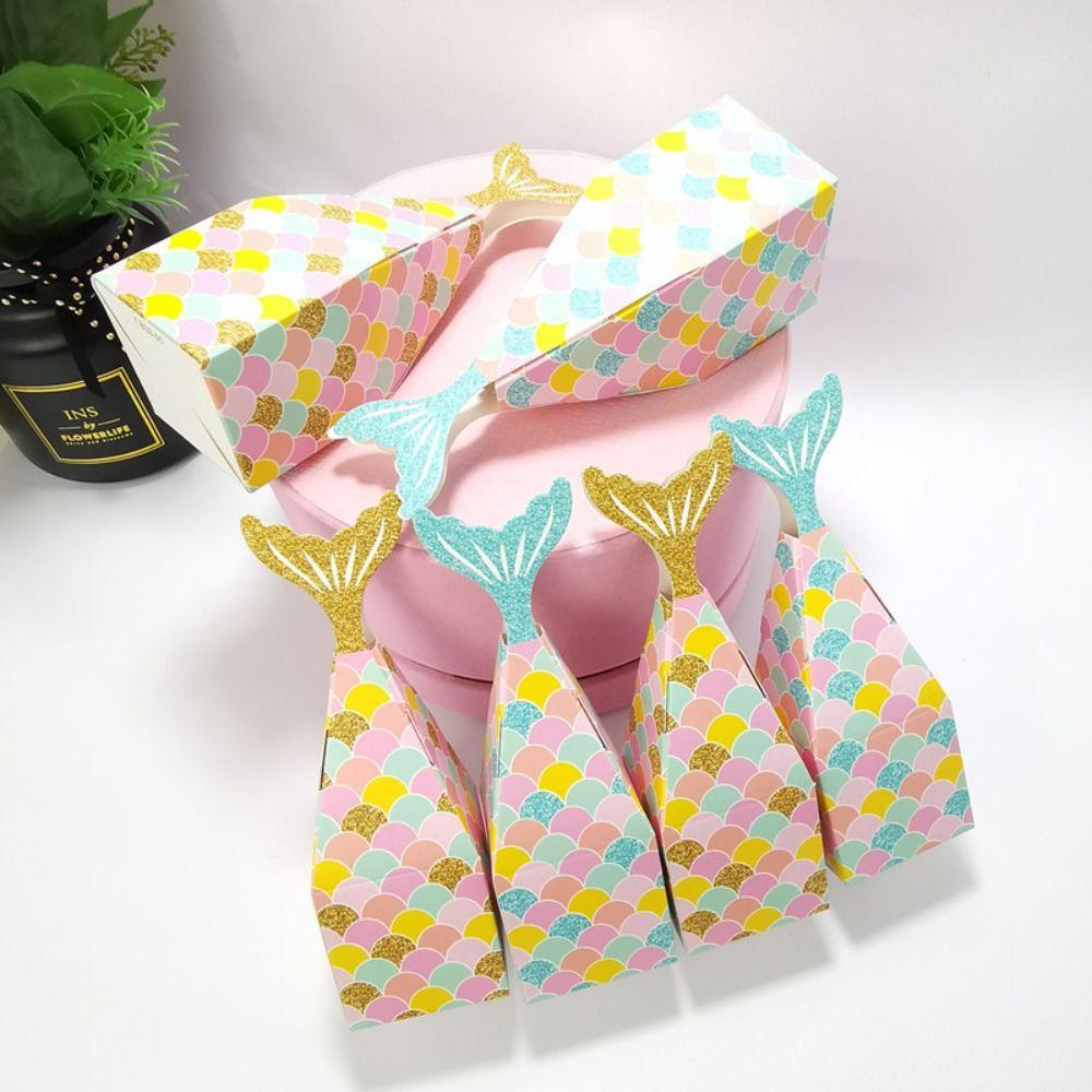 【 ELEGANT 】 Candy Box Gaya Eropa 10Pcs Snack Cookies Packing Untuk Anak-Anak Tema Mermaid Dessert Table Permen Ulang Tahun Pesta Pernikahan Hadiah