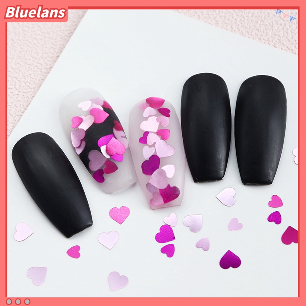 [BLM] 1kotak Nail Art Sequin Shining Light-Reflective Sparkling DIY Efek Visual Memukau 6kisi Hari Valentine Berbentuk Hati Kuku Glitter Aksesoris Kuku