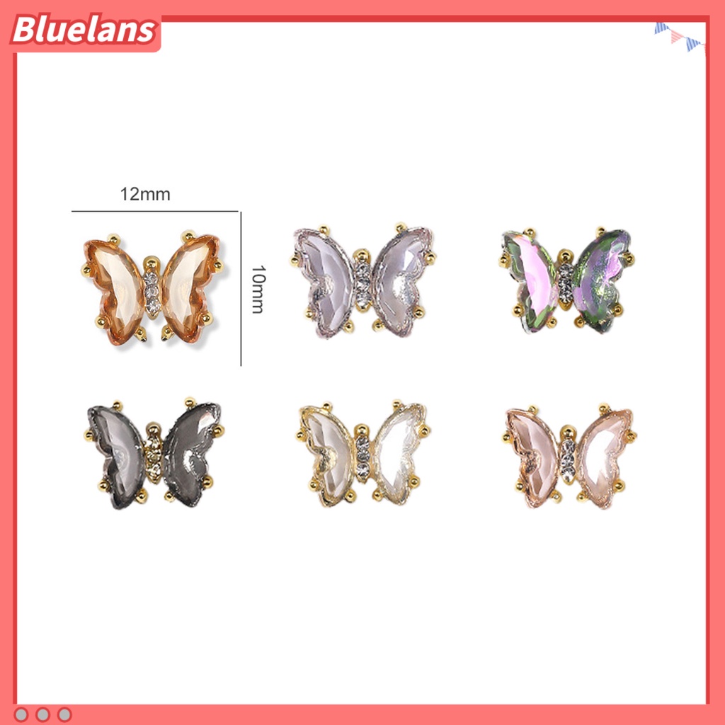 [BLM] 10pcs Nail Art Decor Tiga Dimensi Shiny Glitter Sparkling DIY Aksesoris Kuku Mini Kristal Palsu Pesona Kuku Kupu-Kupu Manicurist Supply