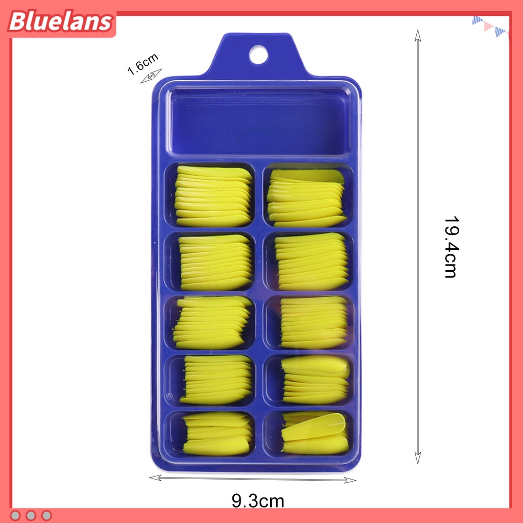 [BLM] 100pcs /Box Tip Kuku Warna T-Berbentuk Memanjang Mini Profesional Ballerina Kuku Palsu Berwarna Untuk Kecantikan