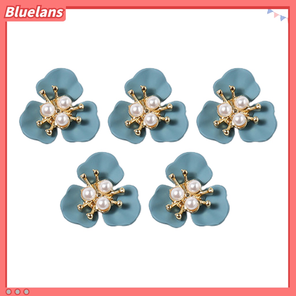 [BLM] 5pcs Bunga Dekorasi Kuku Modis Gaya Aksesoris Kuku Bunga Mutiara Buatan Nail Art Stud Untuk Salon