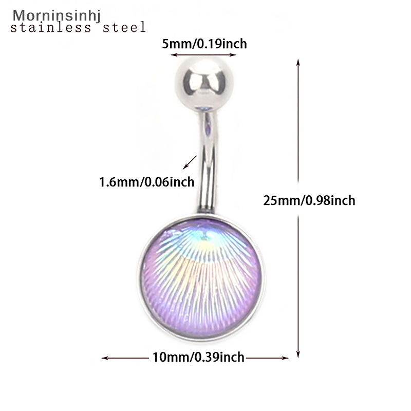 Mornin Stainless Steel Colorful Shell Round Belly Button Rings Perhiasan Perut Fashion Berkualitas Tinggi Untuk Wanita Dekorasi Tubuh id