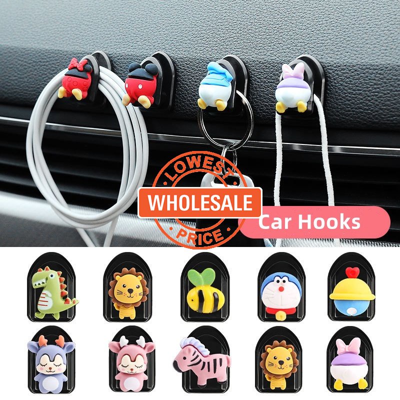 [Harga Grosir] Hook Mini Kartun Mobil Lucu, Hook Tempel Mobil Mini Kreatif, Pengait Belakang Jok Mobil Organizer Dashboard Hook Gantungan Mini Untuk Kabel USB, Kunci Mobil, Kabel Earphone Otomatis