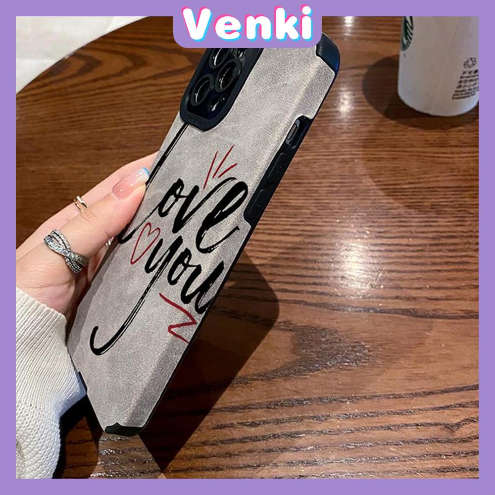 VENKI - Untuk iPhone 11 Case Leather Pupil Suede Case Soft Shockproof Airbag Case Camera Simple Hand Painted English Kompatibel dengan iPhone 14 13 Pro max 12 xr xs 7Plus 8Plus