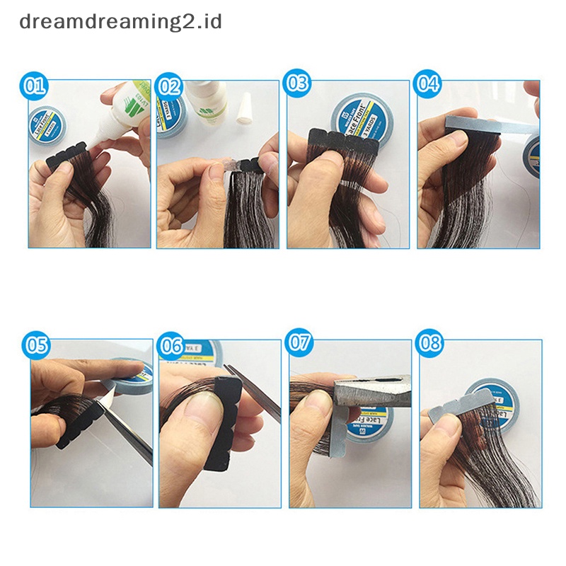 (drea) Renda Pita Penyangga Depan Lem Rambut Dan Double Sided Tape Toupee Adhesive Walker //