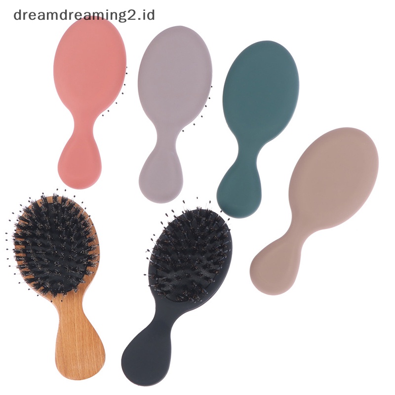 (drea) Sisir Sikat Rambut Wanita Bulu Babi Alami Anti Statis Hairbrush Barber Brush //