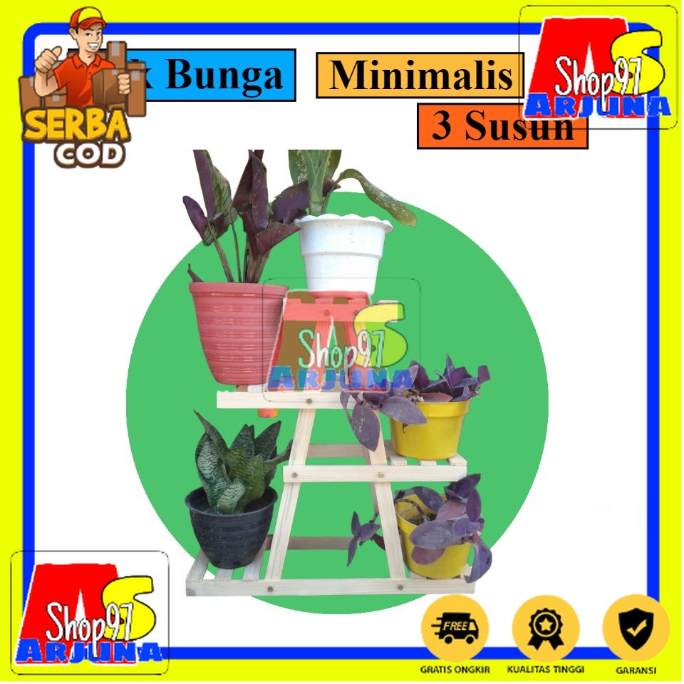 Rak bunga minimalis dari kayu halus murah, tempat pot bunga di luar maupun dalam ruangan