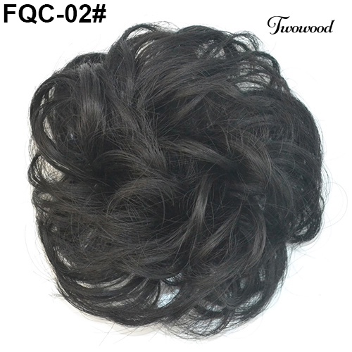 Twowood Wanita Messy Wavy Hair Bun Extension Ikat Rambut Elastis Sopak Wig Rambut Ring