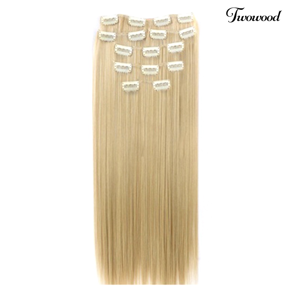 Twowood Fashion Lady 16jepit Sopak Wig Cosplay Panjang Keriting/Lurus Hair Extension