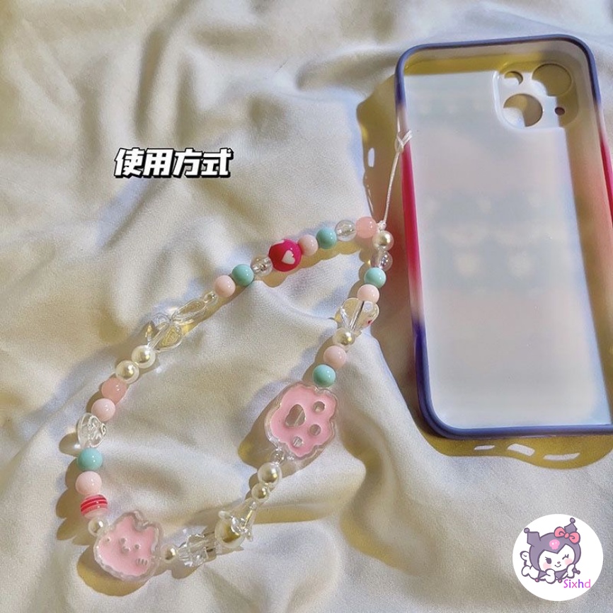 Kartun Boneka Telepon Lanyard Gelang Manik-Manik Universal Untuk iPhone Android Gaya Jepang Korea phone Case Liontin Dekorasi Aksesoris Telepon Serbaguna Pendant