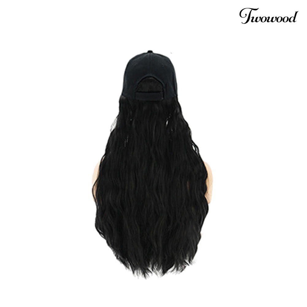 Twowood Wanita Menawan Panjang Keriting Gelombang Wig Sopak Rambut Ekstensi Dengan Memuncak Topi Topi