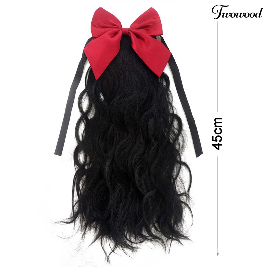 Twowood Wig Ekor Kuda Memperbaiki Elastisitas Tertinggi Alat Kecantikan Perempuan Wig Busur Keriting Panjang Untuk Gadis