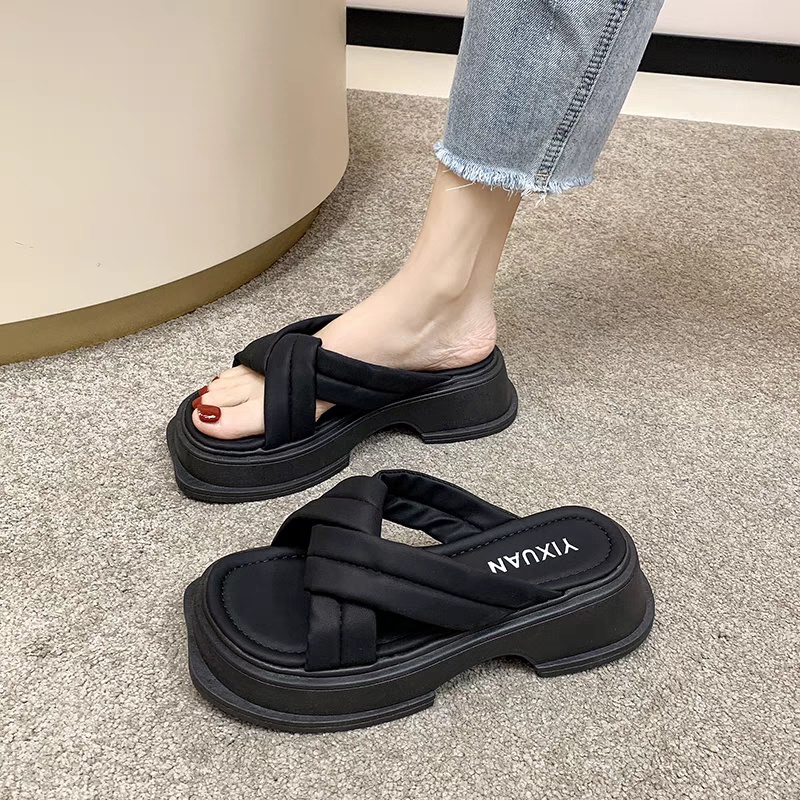 COD Sneakersdaily 666 Sandal Wedges Slip On Wanita High Quality Synthetic Premium