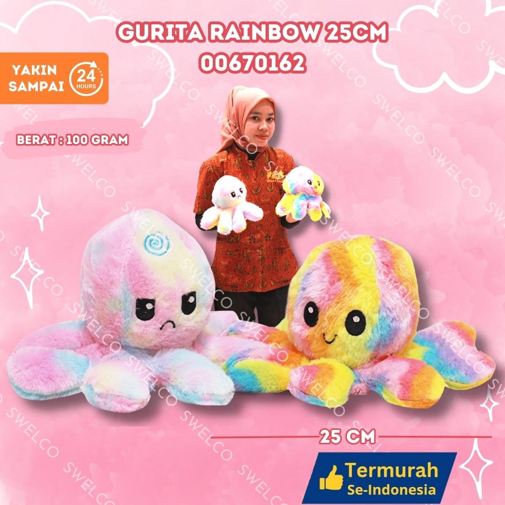 BONEKA GURITA RAINBOW BONEKA GURITA BOLAK BALIK PELANGI