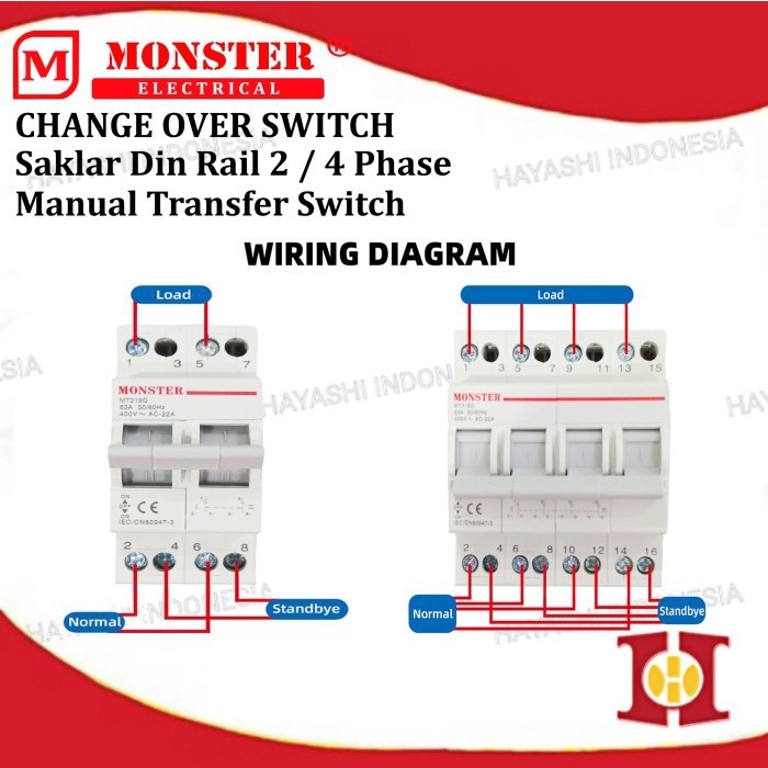 COS Change Over Switch Ohm Saklar Din Rail Model MCB 1 2 3 4 Phase