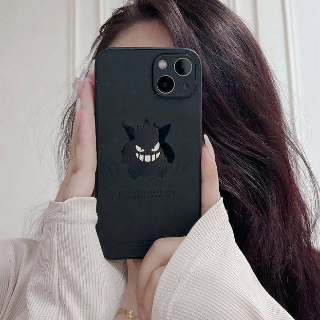 【Gradient Laser】Case IPhone 11 12 13 14 Pro Max X XR XS MAX 14 Plus Protect Case Man Men's Fashion Black Pokemon gengar Monster Phone Case