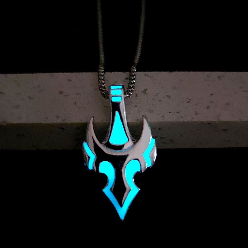 [BFID] Liontin Bercahaya Kreatif Neon Alloy Rantai Gothic Api Salib Kalung Hip Hop Perhiasan Untuk Pria Halloween Hadiah Ulang Tahun [ID]