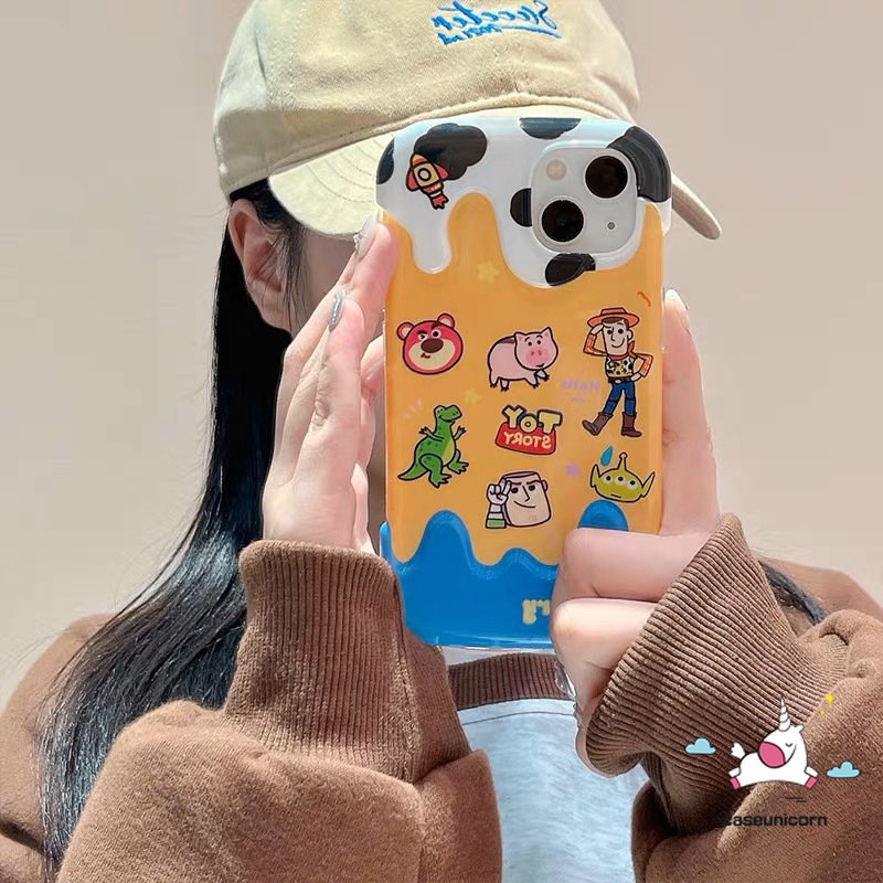 Casing Kartun Piggy Toy Story Buzz Lightyear Kompatibel Untuk IPhone XR X 7Plus 14 11 13 12 Pro Max7 8 Plus XS Max SE 2020lucu LinaBell Stellalou 3D Warna Ice Cream Lembut Tpu Cover