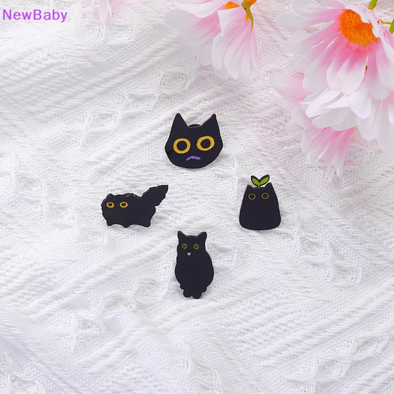 Newbaby Gaya Punk Kartun Kecil Hitam Bentuk Kucing Logam Enamel Bros Fashion Kreatif Hewan Lencana Pin Perhiasan Hadiah Aksesoris ID