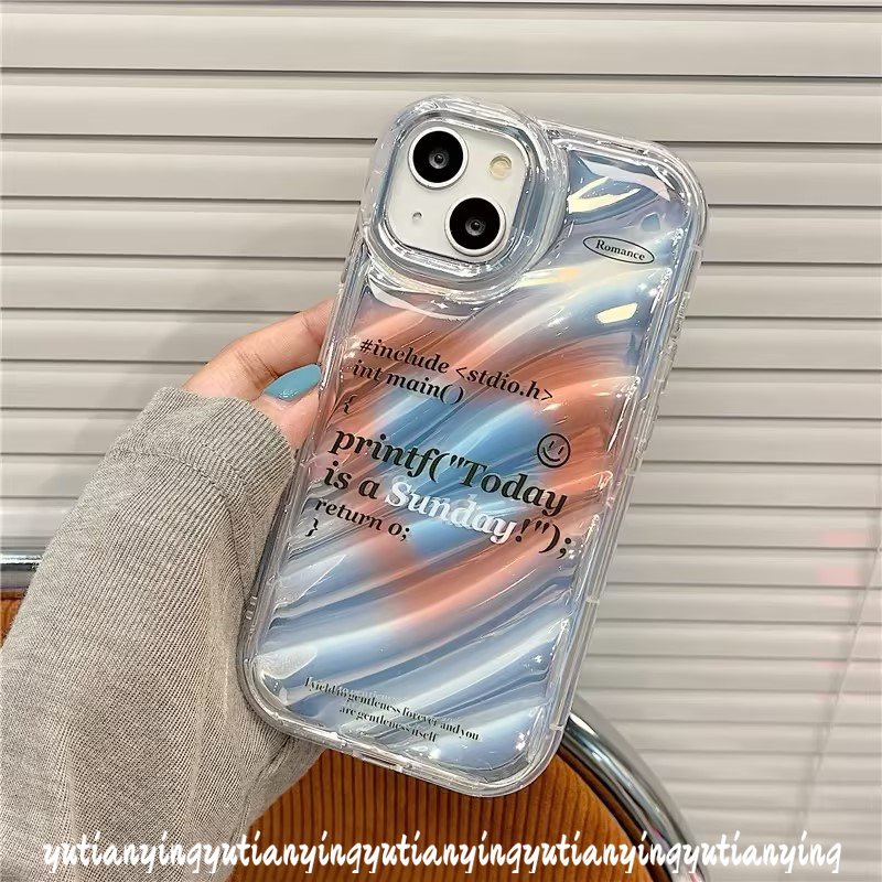 IPHONE Case Kartu Laser Hati Cinta Kompatibel Untuk Iphone11 12 14 13 Pro MAX XR X XS MAX 7plus7 8 6 6S Plus SE 2020 Kreatif Sederhana Huruf Smile Gradasi 3D Stereo Korgasi Soft Cover