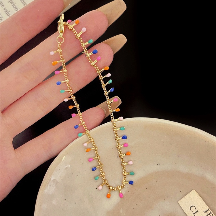 Gelang Kaki Enamel Fashion Warna-Warni Kepribadian Perempuan Hiasan Kaki Musim Panas Baru Perhiasan Trendi