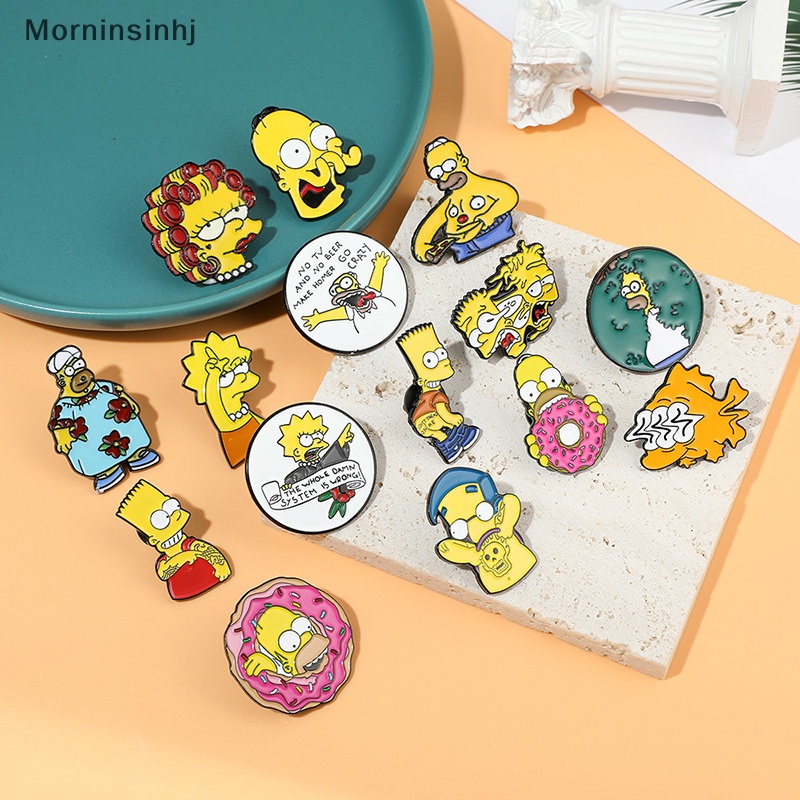 Mornin Disney Comedy Anime TV The Simpsons Enamel Bros Lucu Lucu Kartun Jaket Kerah Pin Untuk Wanita Tas Lencana Perhiasan Aksesoris id