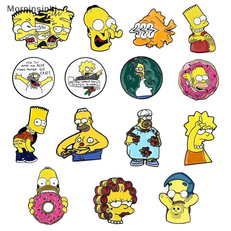 Mornin Disney Comedy Anime TV The Simpsons Enamel Bros Lucu Lucu Kartun Jaket Kerah Pin Untuk Wanita Tas Lencana Perhiasan Aksesoris id