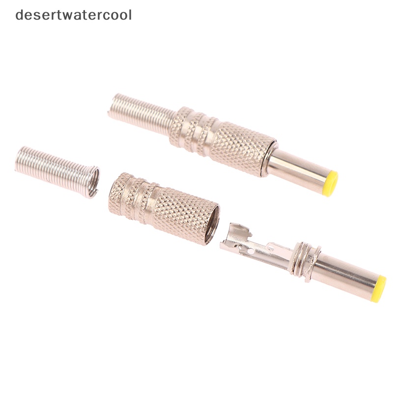 Deid 2Pcs 5.5x2.5mm DC Power Jack Male Plug Konektor Metal Adapter Dengan Kepala Kuning Martijn