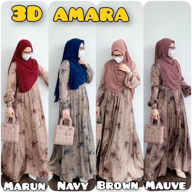 Brown XL / Gamis 3D AMARA Sekararum Fashion / reseller sekararum fashion semarang / gamis 3D armani silk import