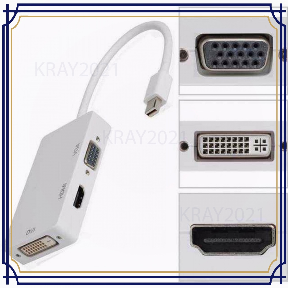 Konverter Mini DP ke HDMI/DVI/VGA (Thunderbolt Compatible) HD868