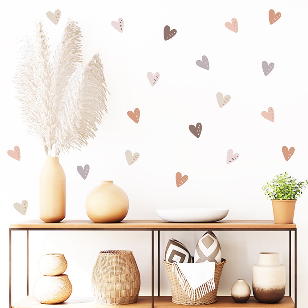 Self Adhesive Art Stiker Dinding Peach Hati Geometris Dekorasi/ Gayabohemian Nursery Wall Decals DIY Dekorasi Rumah