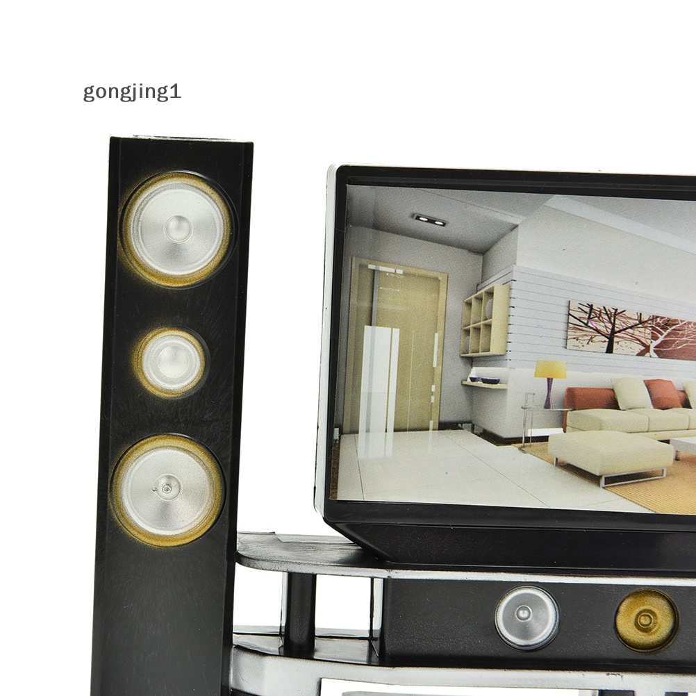 Ggg 1pcs Set Lemari Home Theater TV Mini Hi-Fi 1:6 Combo Untuk Boneka Barbie ID