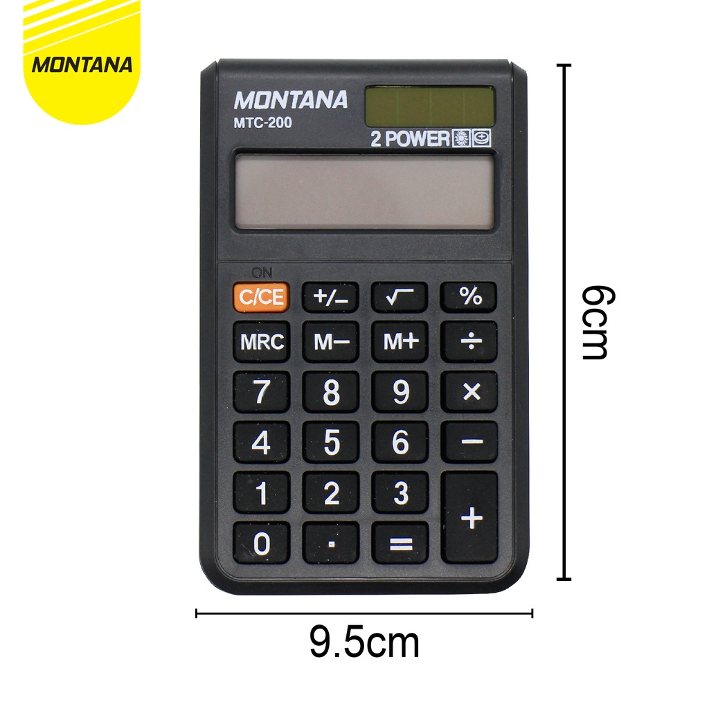 Kalkulator Montana MTC200 8 Digits Kalkulator Saku Dual Power ( Solar &amp; Battery )