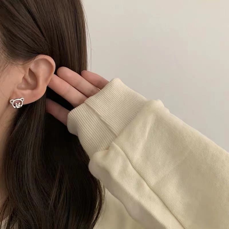 Vintage Beruang Asimetri Anting Tren Perhiasan Hadiah Stud Earring Punk Perhiasan Untuk Wanita Keren Gadis Hadiah Persahabatan