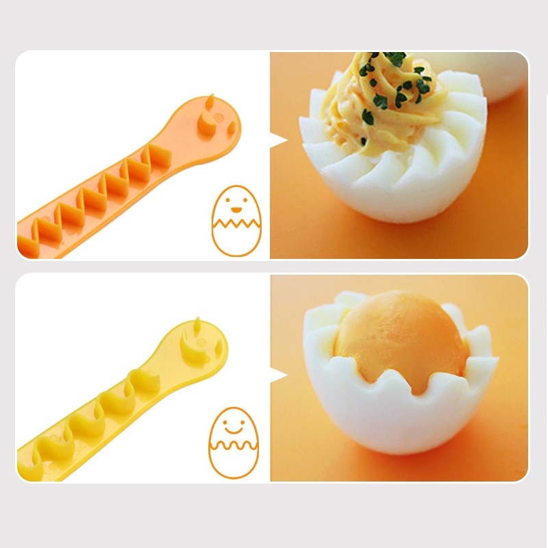 2pcs/set Cute Fancy Egg Cutter/ Mudah Dibersihkan Telur Nyaman Potongan Gelombang/Reusable Home Boiled Cut Egg Creative Tools